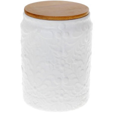 Банка Ceram-Bamboo для сипучих продуктів 1.1л, біла матова кераміка з бамбуковою кришкою Банка Ceram-Bamboo для сипучих продуктів 1.1л, біла матова кераміка з бамбуковою кришкою