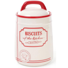 Банка керамічна Red&Blue BISCUITS 1250мл, для печива, червона