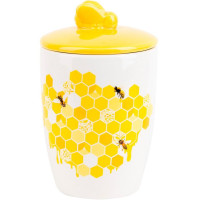 Керамічна банка-медовниця Sweet Honey 550мл, біла з жовтим