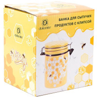 Банка керамічна Sweet Honey 650мл для сипучих продуктів з металевою затяжкою, жовтий