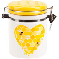 Банка керамічна Sweet Honey 650мл для сипучих продуктів з металевою затяжкою, білий