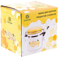 Банка керамічна Sweet Honey 480мл для сипучих продуктів з металевою затяжкою, білий