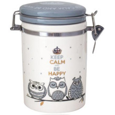 Банка керамічна Be Happy Совушки» 0.9 л, кришка з засувкою