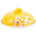 Блюдо керамічне Sweet Honey Ø23см для млинців з кришкою, біле з жовтим