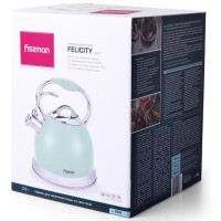 Чайник Fissman Felicity 2.6л з нержавіючої сталі, зі свистком, аквамарин