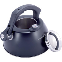 Чайник Kamille Whistling Kettle Thermo 3л з нержавіючої сталі зі свистком і термометром, чорний
