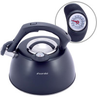 Чайник Kamille Whistling Kettle Thermo 3л з нержавіючої сталі зі свистком і термометром, чорний
