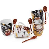 Кружка порцелянова Coffee in the town 350мл з керамічною ложкою