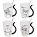 Кружка порцелянова Funny Cats 380мл з кришкою і ложкою, 4 дизайни