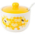 Керамічна цукорниця з керамічною ложкою Sweet Honey 450мл, біла з жовтим