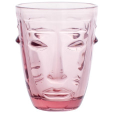 Набір 6 скляних стаканів Ariadne Face Pink 250мл, темно-рожеве скло