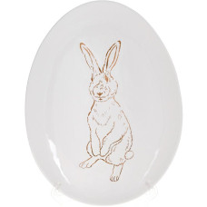 Набір 4 керамічних овальних блюда Bunny 27х20х2см, білий з золотом