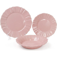 Набір 6 обідніх тарілок Leeds Ceramics SUN Ø26см, кам'яна кераміка (рожеві)