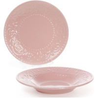 Набір 6 супових тарілок Leeds Ceramics Ø23см, кам'яна кераміка (рожеві) Набір 6 супових тарілок Leeds Ceramics Ø23см, кам'яна кераміка (рожеві)