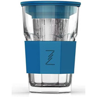 Стакан-заварник ZestGlass Original 415мл з металевим ситом і силіконовим захистом (синій)