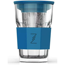 Стакан-заварник ZestGlass Original 415мл з металевим ситом і силіконовим захистом (синій)
